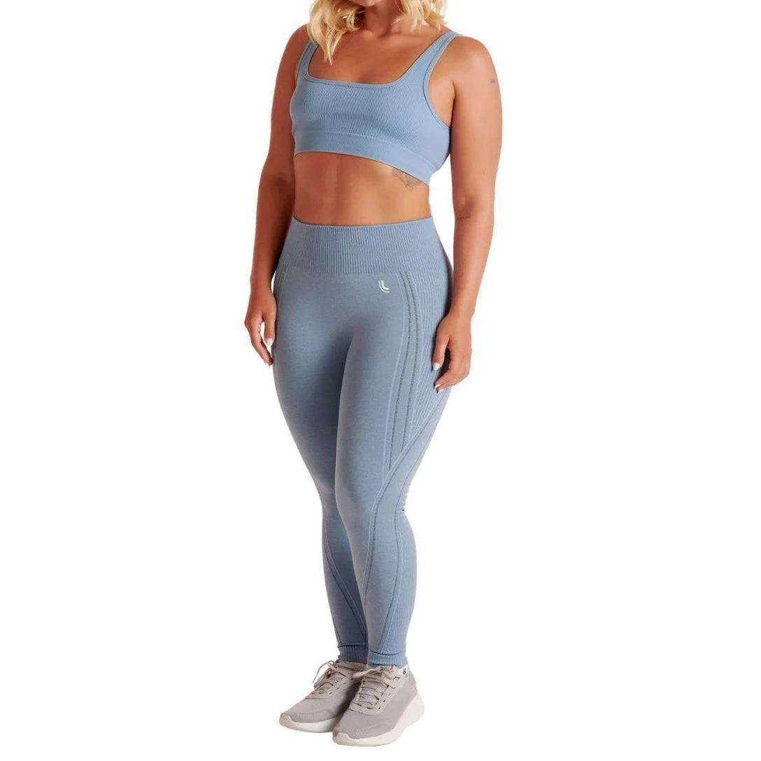 Calça Legging Max Lupo Sem Costura Fitness Sustentação :Feminino - Azul Claro