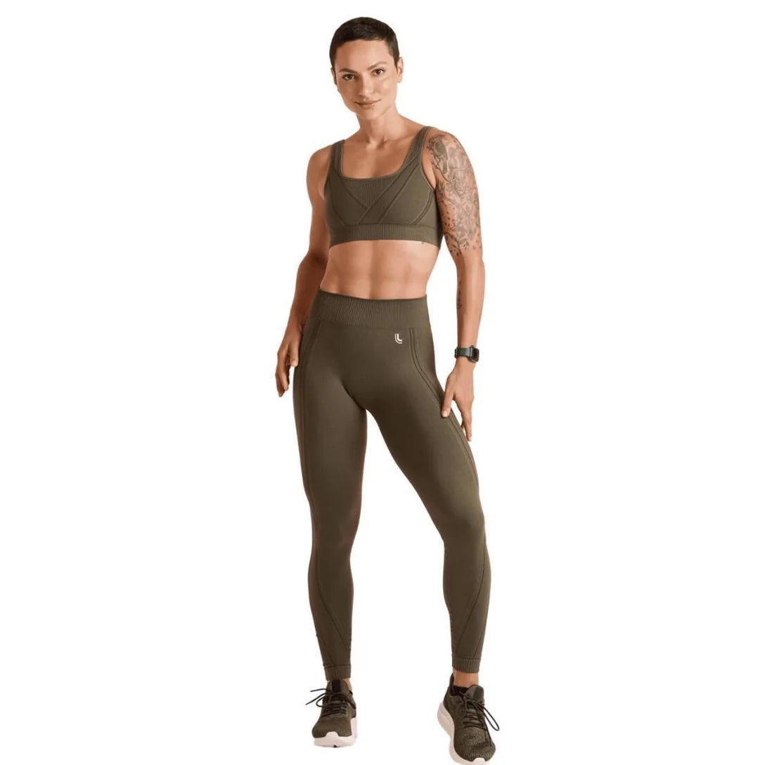 Calça Legging Max Lupo Sem Costura Fitness Sustentação :Feminino - Verde Militar