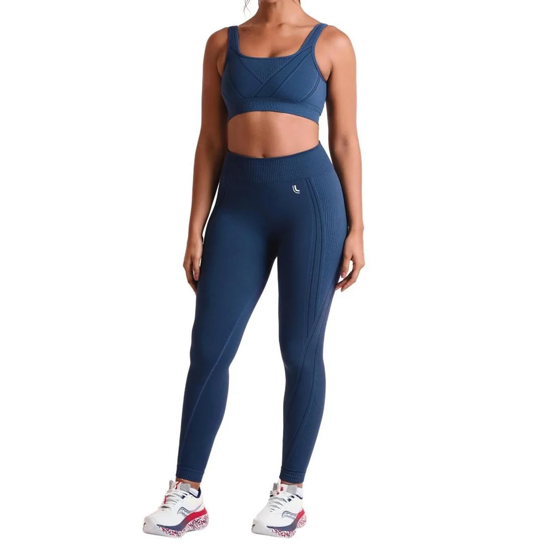 Calça Legging Max Lupo Sem Costura Fitness Sustentação :Feminino -Azul Escuro