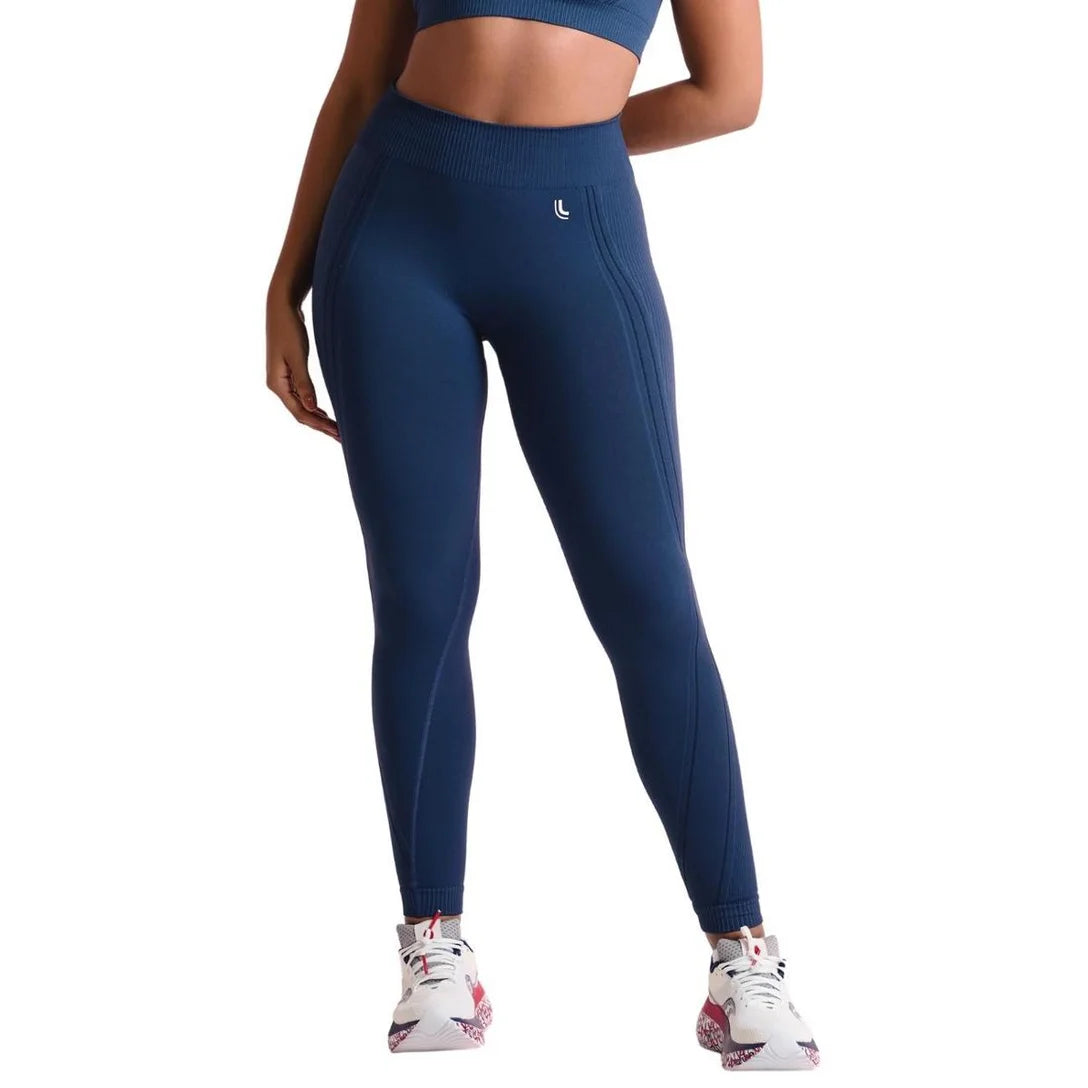 Calça Legging Max Lupo Sem Costura Fitness Sustentação :Feminino -Azul Escuro
