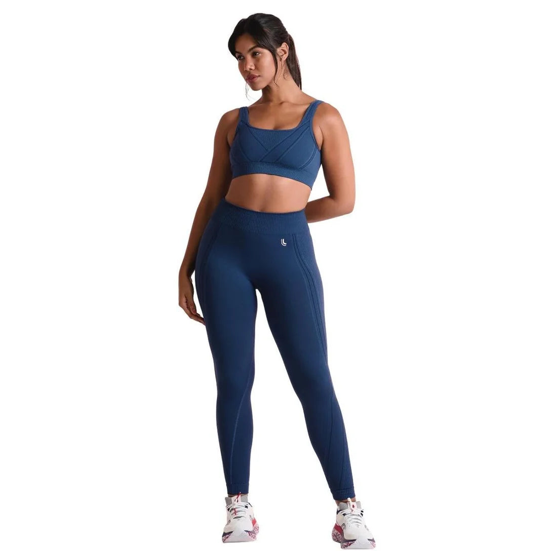 Calça Legging Max Lupo Sem Costura Fitness Sustentação :Feminino -Azul Escuro